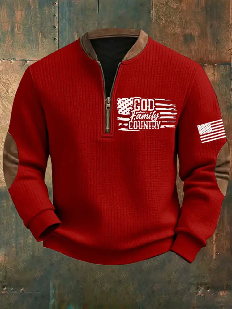 Men’s God Family Country Printed Sweatshirt Red / S