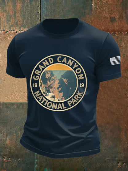 Men’s Grand Canyon Short-Sleeved Printed T-shirt Navy Blue / S