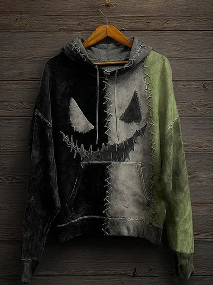 Men’s Halloween Classic Movie Character Face Print Casual Hoodie Green / S