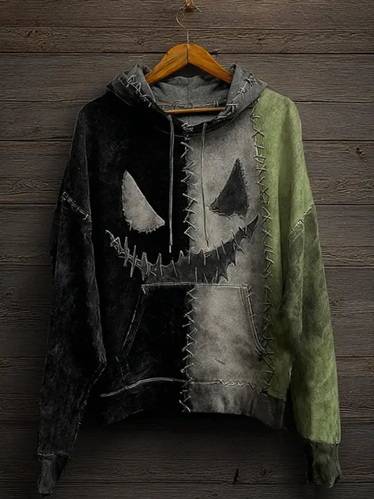 Men’s Halloween Classic Movie Character Face Print Casual Hoodie Green / S