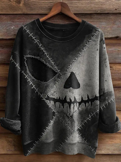 Men’s Halloween Classic Movie Character Face Print Casual Sweatshirt