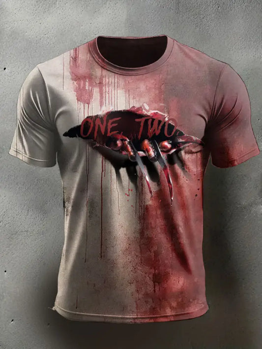 Men’s Halloween Horror Nightmare Printed T-shirt As picture / S