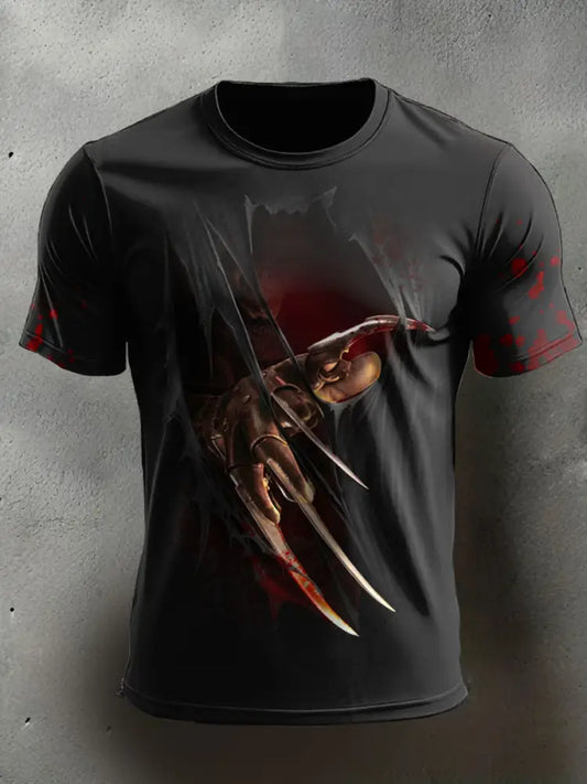 Men’s Halloween Horror Nightmare Printed T-shirt Black / S