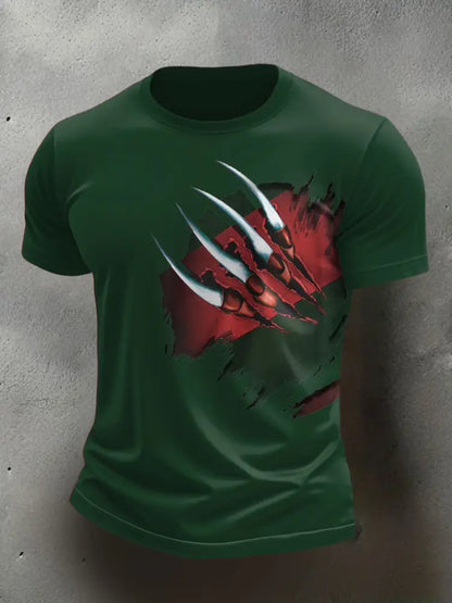 Men’s Halloween Horror Nightmare Printed T-shirt Dark Green / S