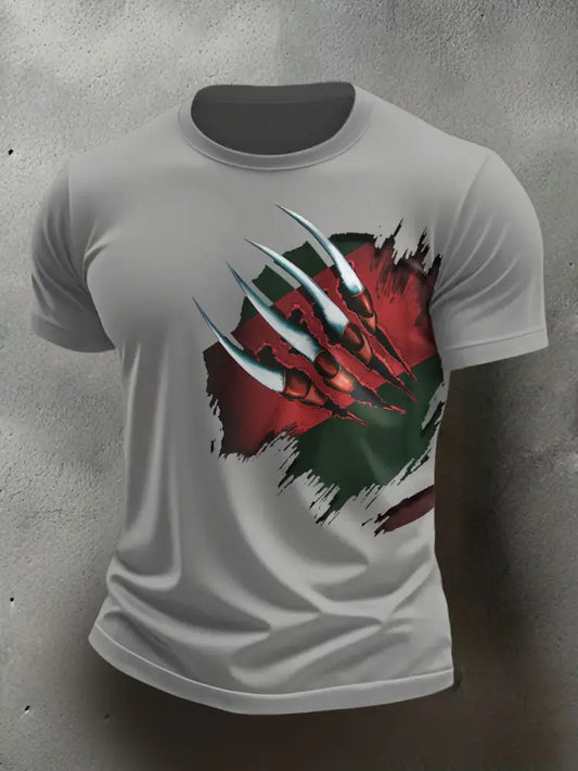 Men’s Halloween Horror Nightmare Printed T-shirt Light Gray / S
