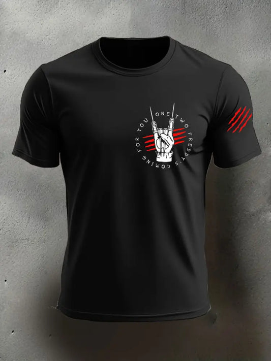 Men’s Halloween imitation cotton short-sleeved T-shirt Black / S