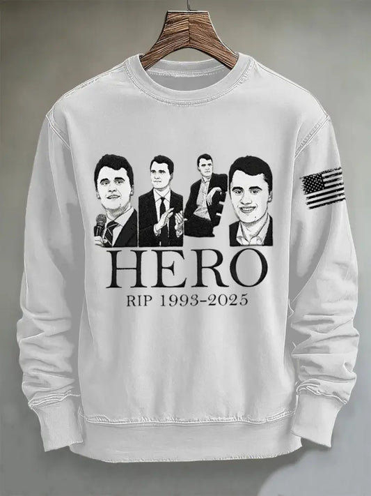 Men’s Hero Charlie Kirk Print Sweater White / S