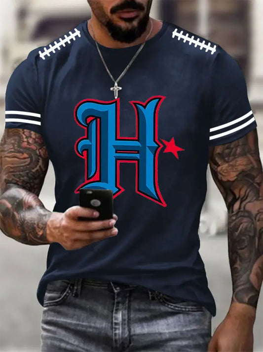 Men’s Houston Football Short Sleeves T shirt Navy Blue / S