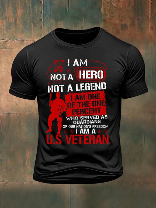 Men’s I Am A U.S Veteran Printed T-shirt Black / S