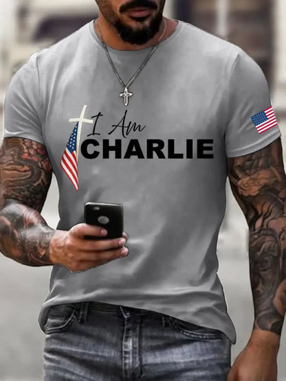 Men’s I Am Charlie Print T-Shirt Light Gray / S