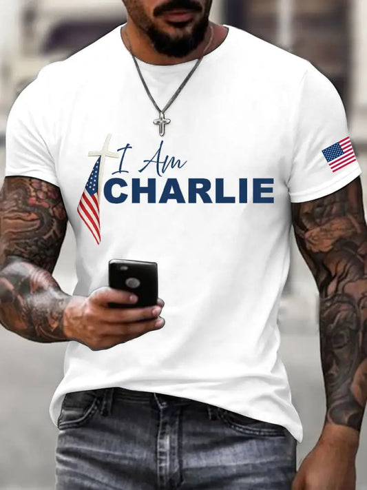 Men’s I Am Charlie Print T-Shirt White / S