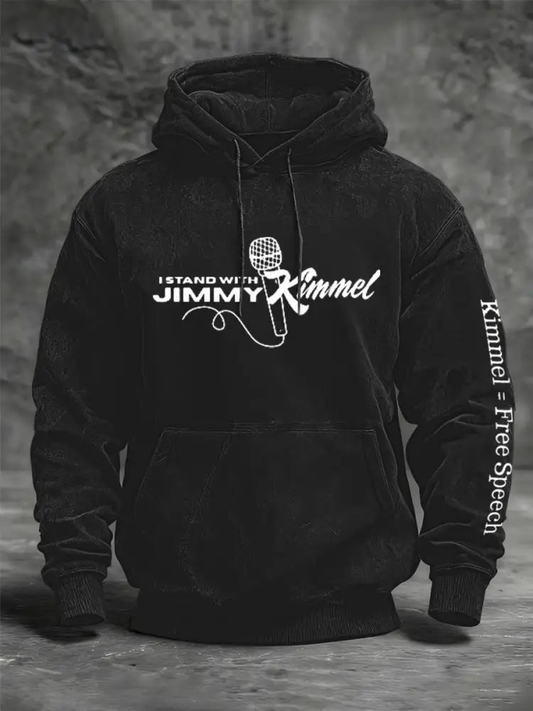 Men’s I Stand with Jimmy Kimmel Printed Hoodies Black / S