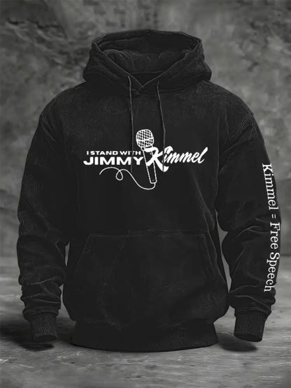 Men’s I Stand with Jimmy Kimmel Printed Hoodies Black / S