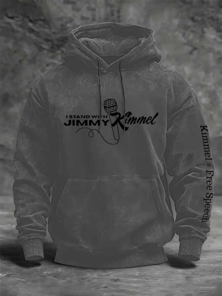 Men’s I Stand with Jimmy Kimmel Printed Hoodies Gray / S