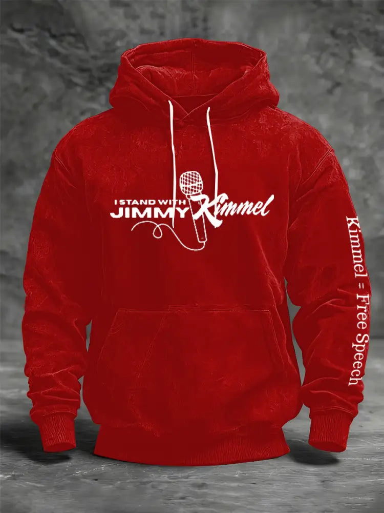 Men’s I Stand with Jimmy Kimmel Printed Hoodies Red / S