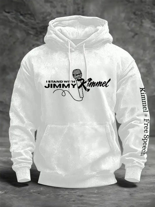 Men’s I Stand with Jimmy Kimmel Printed Hoodies White / S