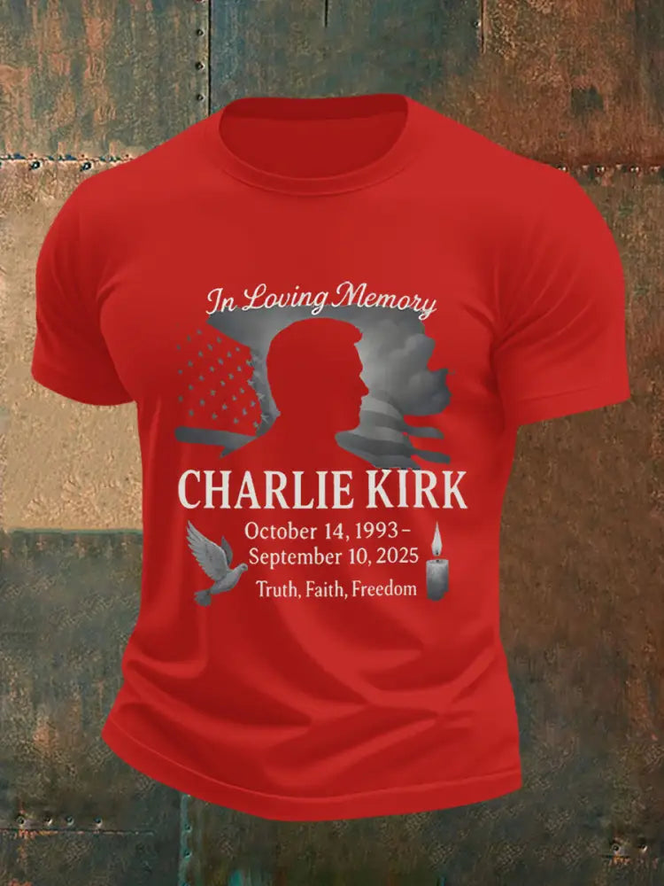 Men’s In Loving Memory CHARLIE KIRK October 14 1993-September 10 2025 Truth Faith Freedom T-shirt Red / S