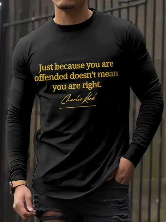 Men’s In Memory Of Charlie Kirk Printed Long Sleeved Round Neck T-shirt Black / S