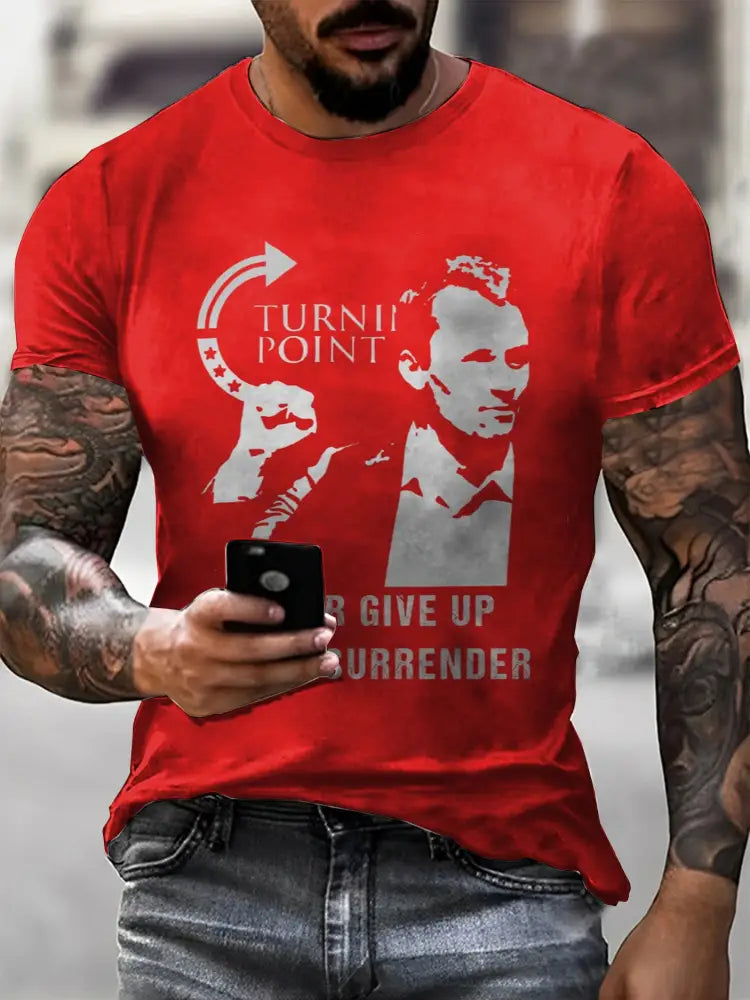 Men’s In Memory Of Charlie Kirk Printed Vintage Fashion Loose Short Sleeve T-Shirt Red / S
