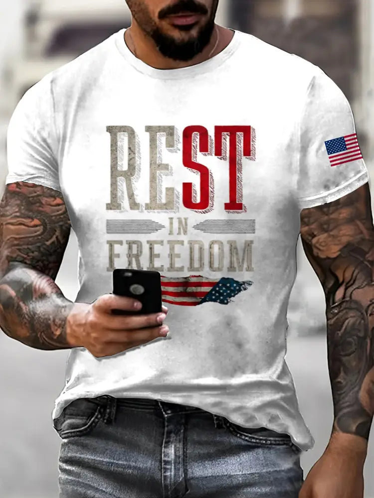 Men’s In Memory Of Charlie Kirk Printed Vintage Fashion Loose Short Sleeve T-Shirt White / S