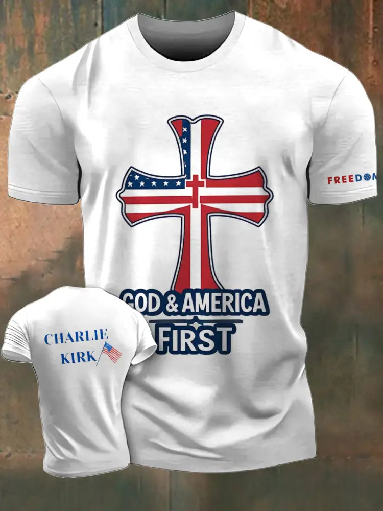 Men’s In Memory Of Charlie Kirk Printed Vintage Fashion Loose Short Sleeve T-Shirt White / S
