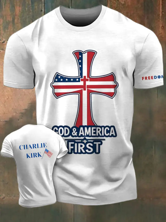 Men’s In Memory Of Charlie Kirk Printed Vintage Fashion Loose Short Sleeve T-Shirt White / S