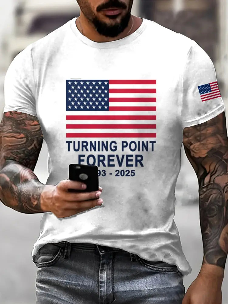 Men’s In Memory Of Charlie Kirk Printed Vintage Fashion Loose Short Sleeve T-Shirt White / S