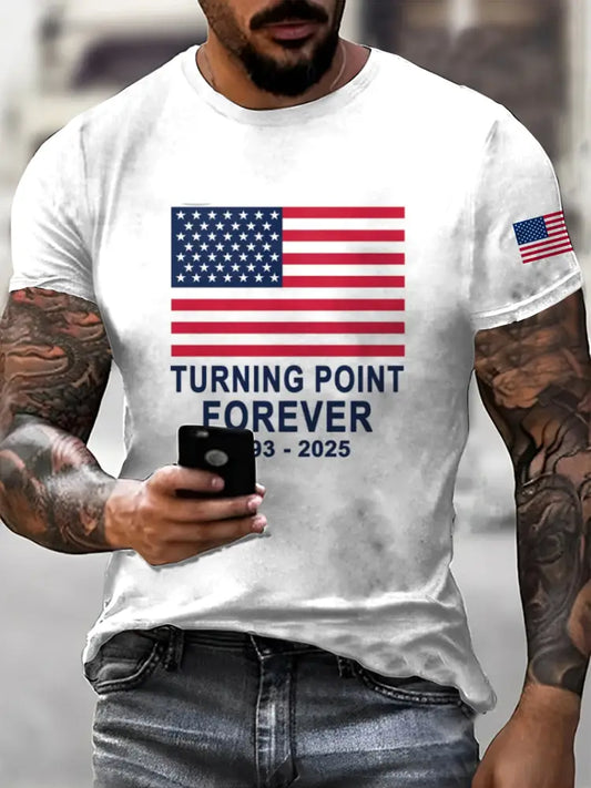 Men’s In Memory Of Charlie Kirk Printed Vintage Fashion Loose Short Sleeve T-Shirt White / S