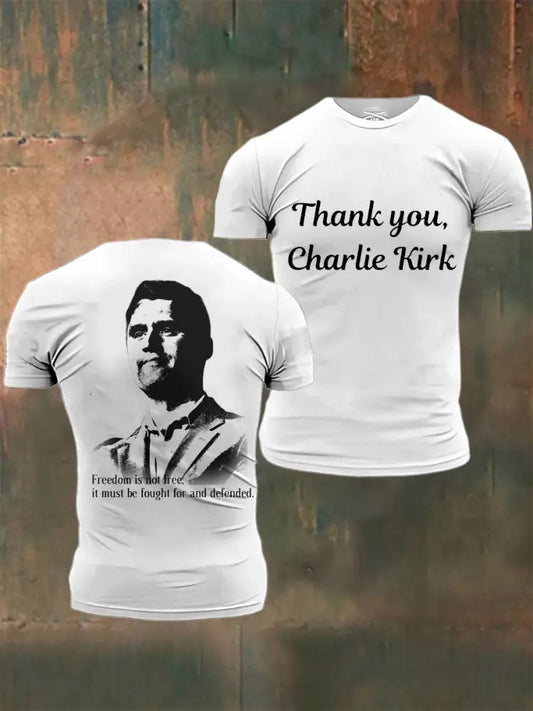 Men’s In Memory Of Charlie Kirk Printed Vintage Fashion Loose Short Sleeve T-Shirt White / S