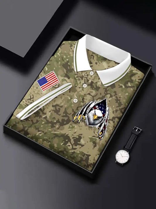 Men’s Independence Day 3D Printed Top Army Green / S