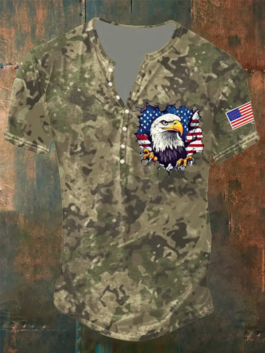 Men’s Independence Day 3D Printed Top Army Green / S