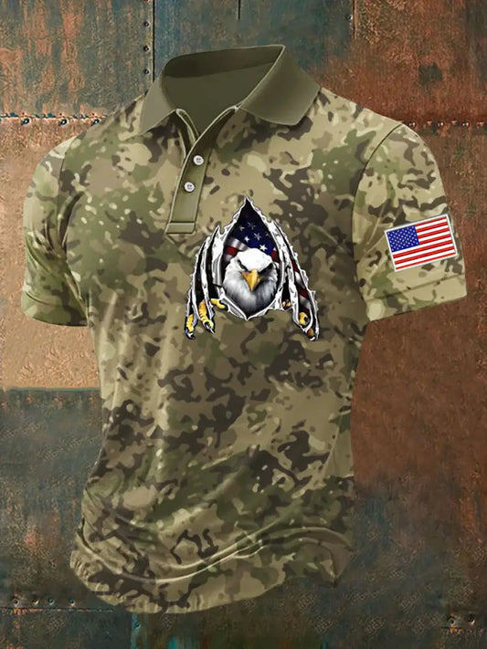 Men’s Independence Day 3D Printed Top Army Green / S