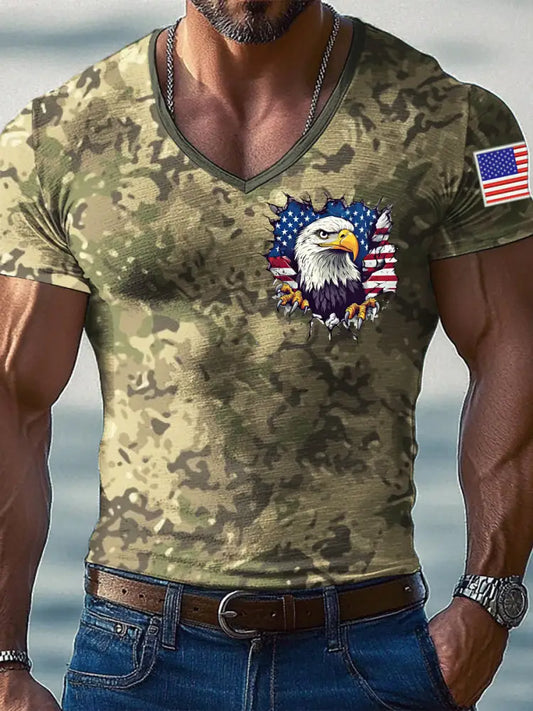 Men’s Independence Day 3D Printed Top Army Green / S