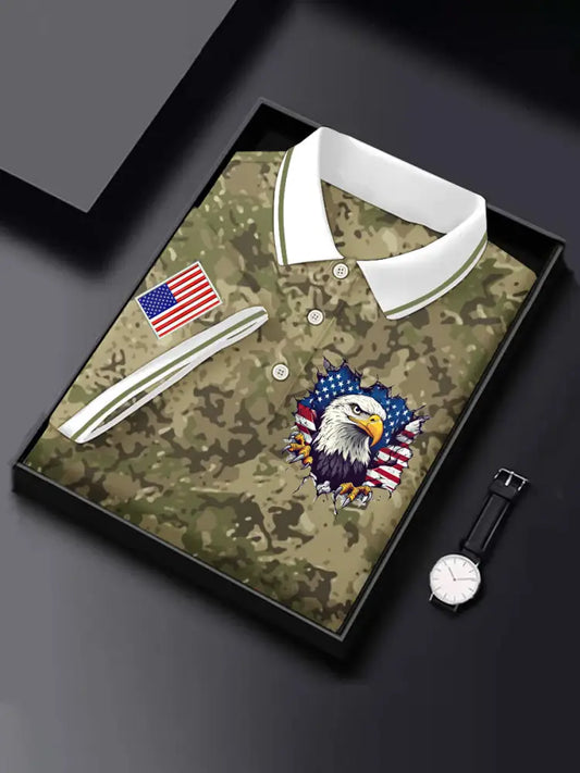Men’s Independence Day 3D Printed Top Army Green / S