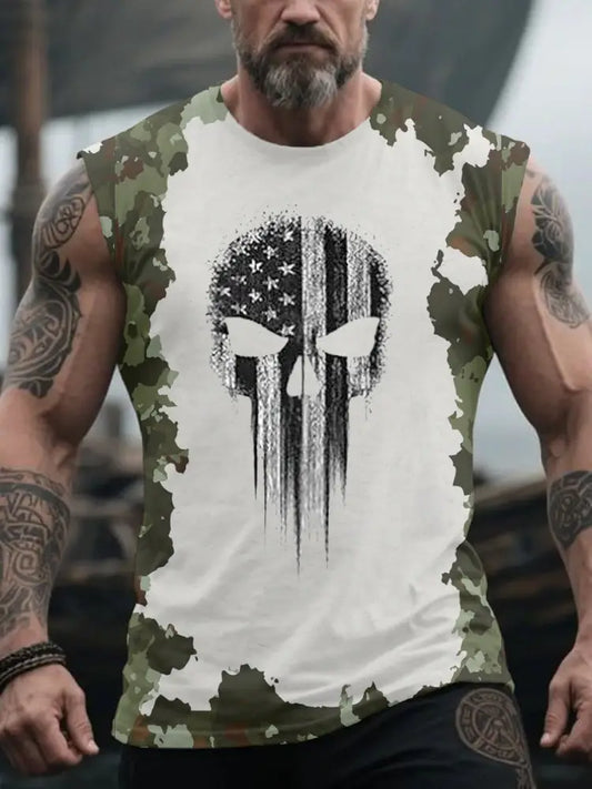 Men’s Independence Day 3D Printed Vests Army Green / S