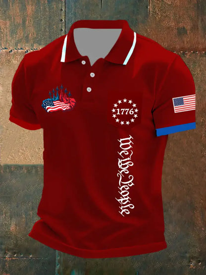 Men’s Independence Day American Flag Jet Planes Print Casual Top Red / S