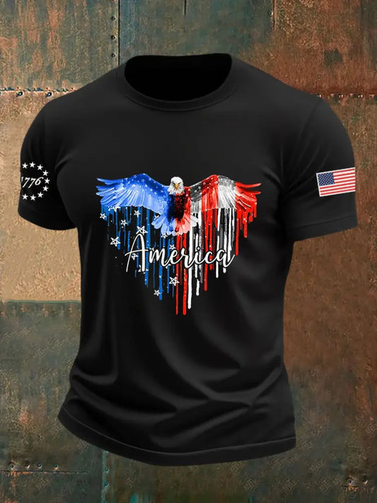 Men’s Independence Day Eagle Short Sleeve T-shirt Black / S