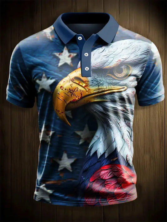 Men’s Independence Day Flag Print Short Sleeve Shirt As picture / S