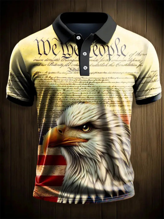 Men’s Independence Day Flag Print Short Sleeve Shirt As picture / S