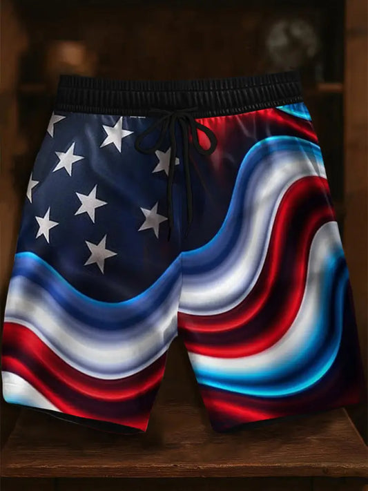 Men’s Independence Day Flag Print Shorts As picture / S