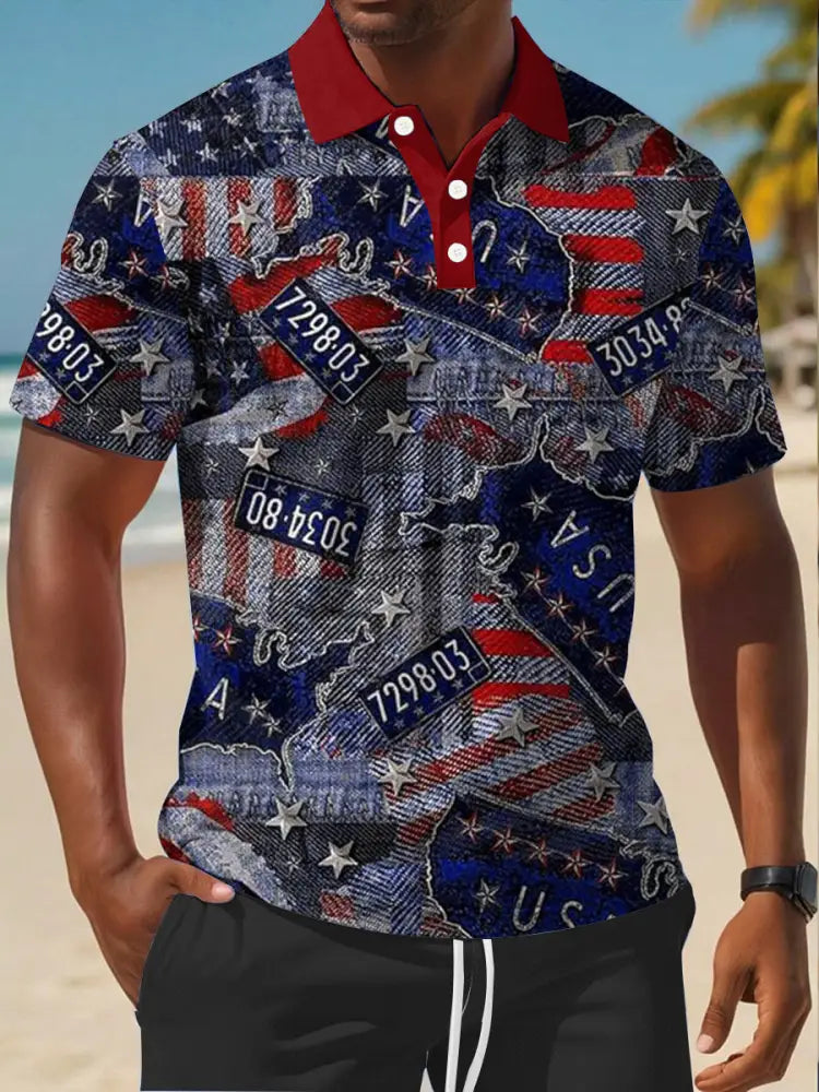 Men’s Independence Day Flag Short Sleeve Shirt As picture / S