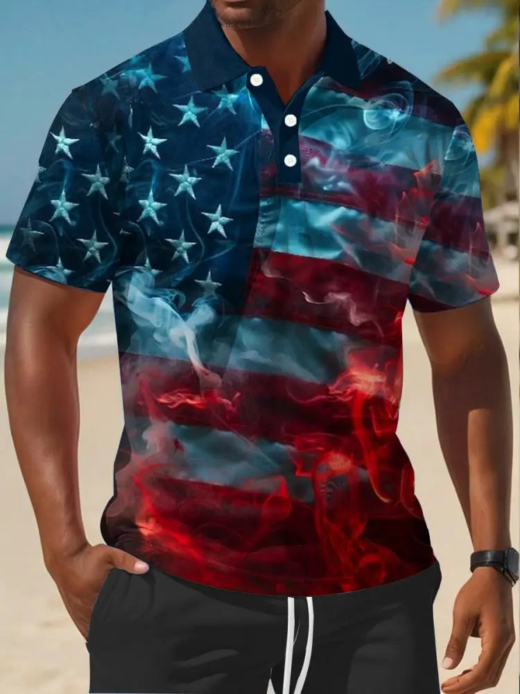 Men’s Independence Day Flag Short Sleeve Shirt As picture / S