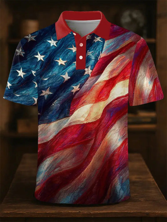Men’s Independence Day Printed Button-Down Shirt As picture / S