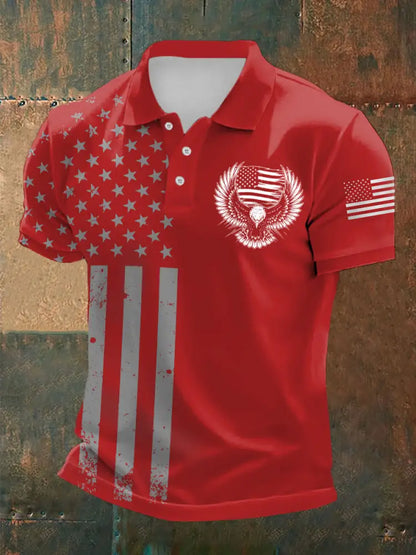 Men’s Independence Day USA Flag Bald Eagle Print Casual Top Red / S