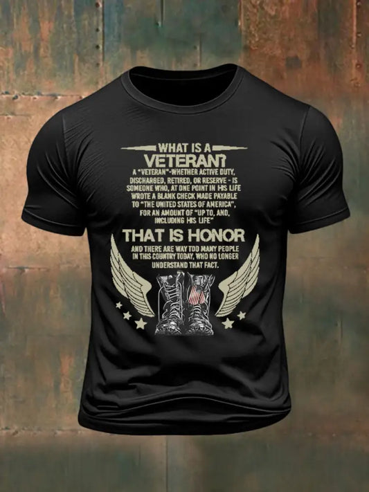 Men’s Independence Day Veteran Printed T-shirt Black / S