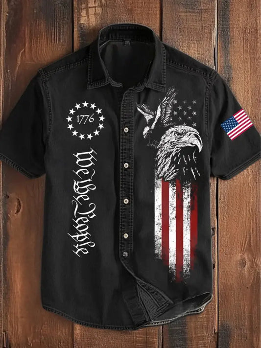 Men’s Independence Day We The People 1776 Short Sleeve Shirt Black / S