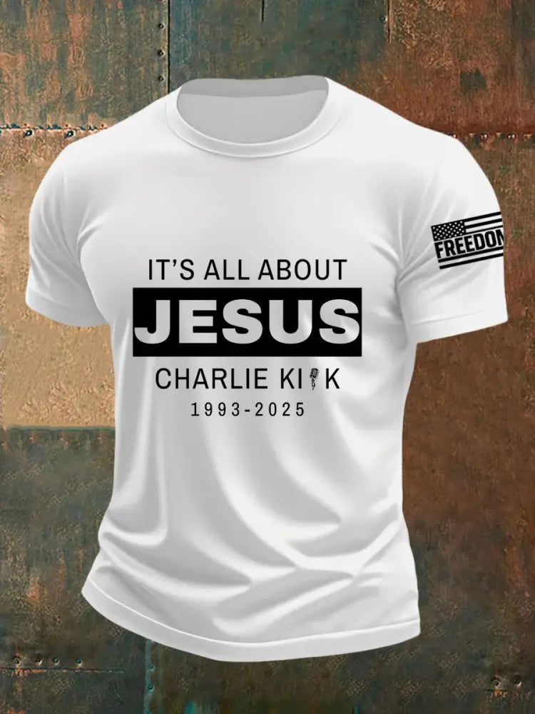 Men’s It’s All About Jesus R.I.P Charlie Kirk Tee White / S