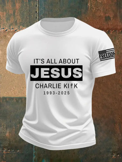 Men’s It’s All About Jesus R.I.P Charlie Kirk Tee White / S