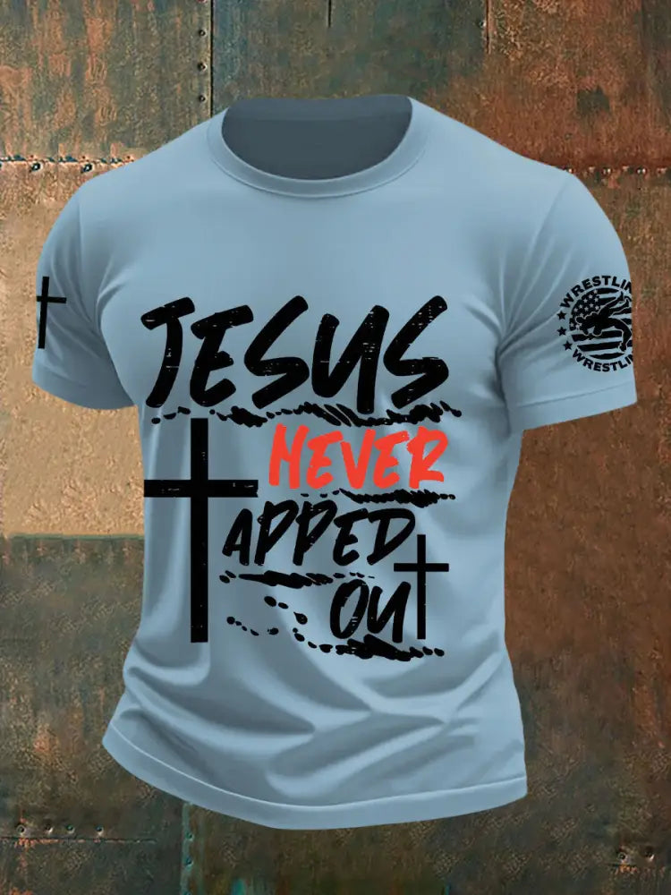 Men’s Jesus Never Tapped Out Wrestling T-shirts Sky Blue / S