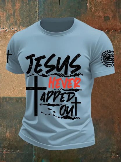 Men’s Jesus Never Tapped Out Wrestling T-shirts Sky Blue / S